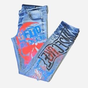 Men's GFTD Los Angeles Graphic Graffiti Designed Jeans